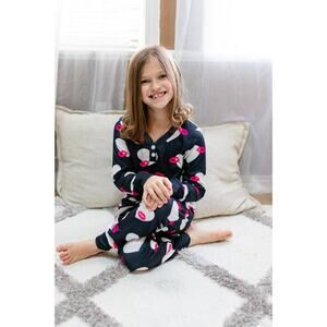 Shirley & Stone Mommy Me Hearts Kisses Pajama Set Top Joggers Navy Pink NWT girl